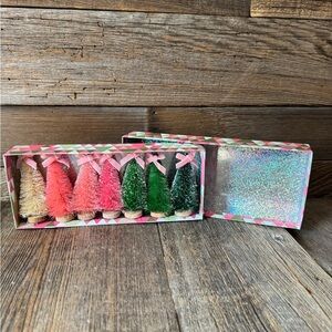 Two's Company Set of 7 Bottlebrush Trees in Gift Box. NWT